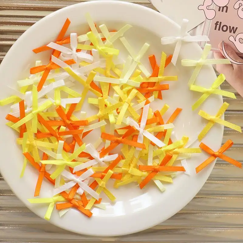 Ribbon Mini Bow Tie DIY Craft Sewing Craft Making Satin Bowknot DIY Handwork Bowties Hair Clip Gift Clothes Decor 100pcs