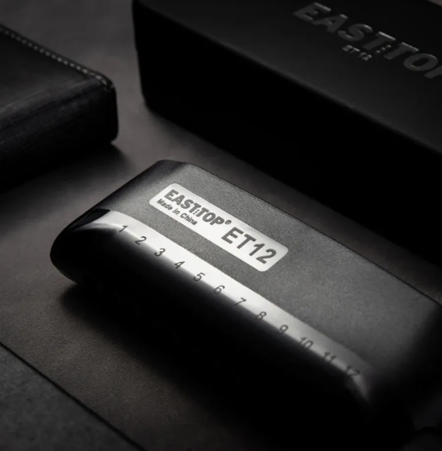EAST TOP ET12 Chromatic Harmonica in G for Adults and Professionals with Unique Modern Design, IVORY BLACK Cover
