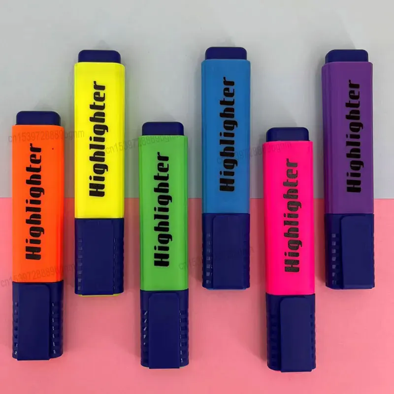6Pcs Set Candy Color Highlighter 4mm Oblique Tip Art Marker Fluorescent Pen Office School Wrting Drawing Graffiti Stationery
