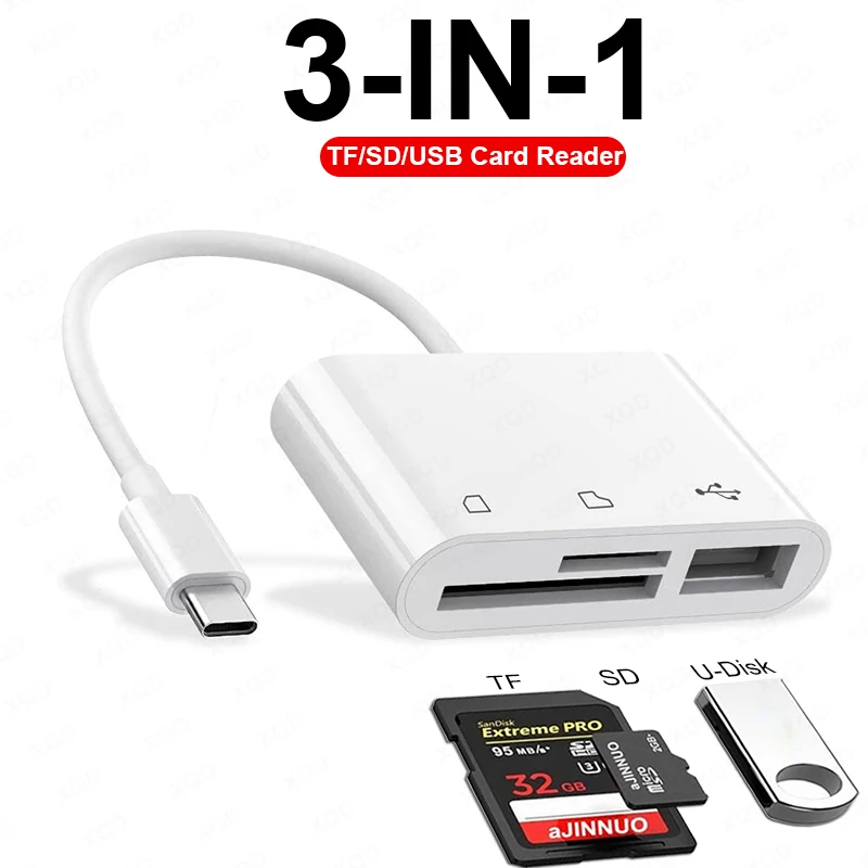 USB C Type C Adapter TF SD Card Reader OTG Writer For iPhone Huawei Xiaomi Macbook Samsung Data Transfer Cable U Disk Cardreader