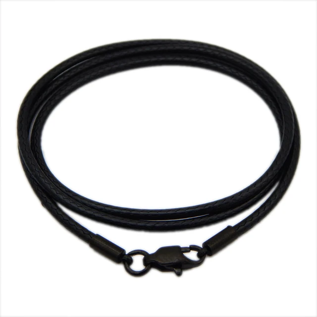 Black Braid Wax Cord Leather Rope Steel Clasp String Chain for DIY Pendant  Necklace Jewelry Making Cordon Cuero Para Colgante - AliExpress