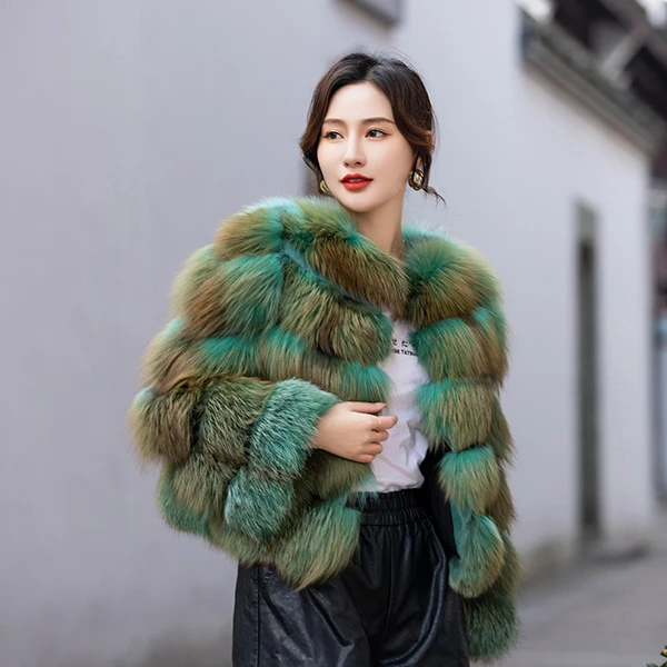 

2023 New Real fur,Korean designer Fashion deyd silver fox fur jackets and coats wholesale cloths