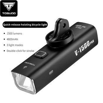 TOSUOD Luce anteriore per bicicletta 1500 lumen 4800mAh Luce per bici Ricarica USB impermeabile IPX6 Accessori per lampade da ciclismo impermeabili