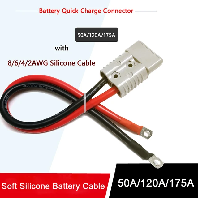 50A/120A/175A 600V Doppel Pole Anschlüsse mit Silikon Kabel für Elektrische  Auto Batterie Lade Stecker