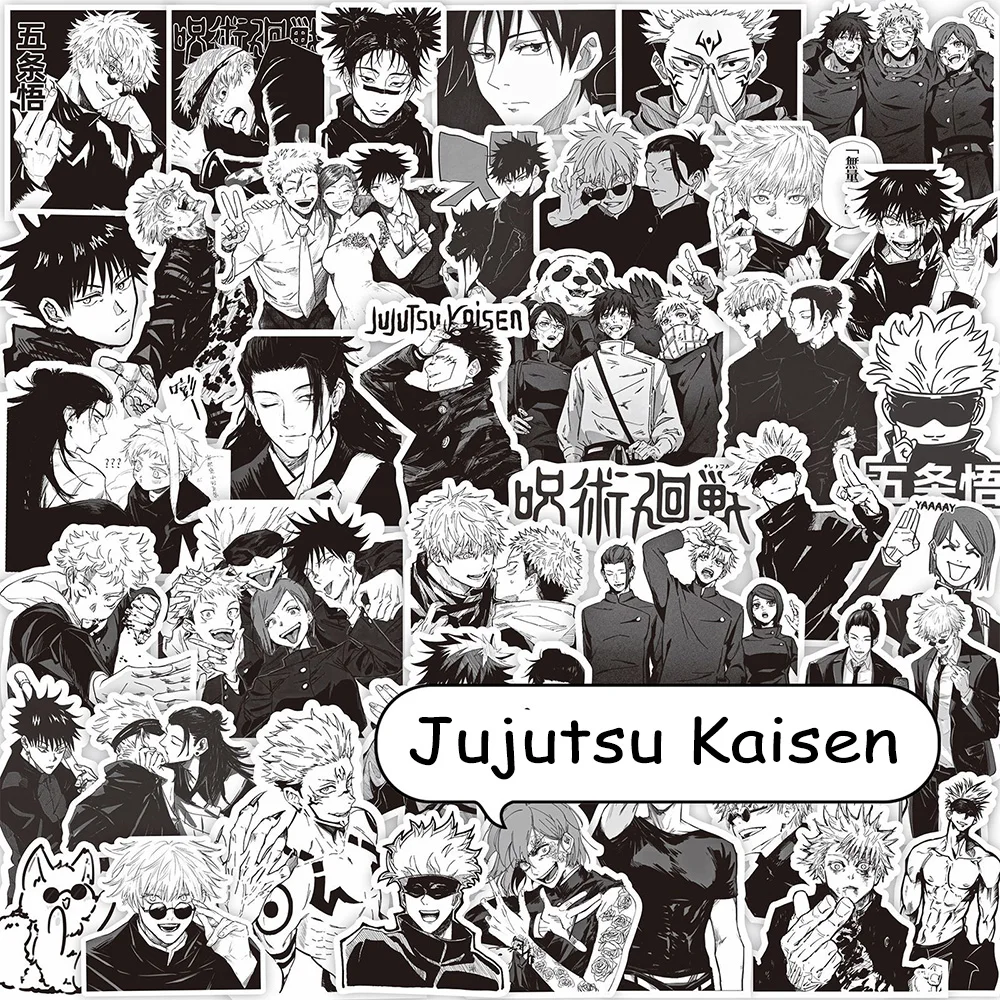 

10/30/65pcs Anime Itadori Yuji Jujutsu Kaisen Stickers Cool Satoru Gojo Sticker Stationery Skateboard Phone Black White Decals