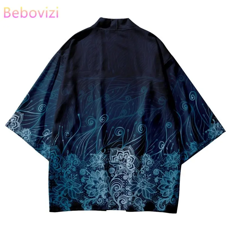 New Design Fashion Casual Women Flower Print Yukata Japanese Cardigan Haori Men Traditional Asian Clothing Oversized Kimono