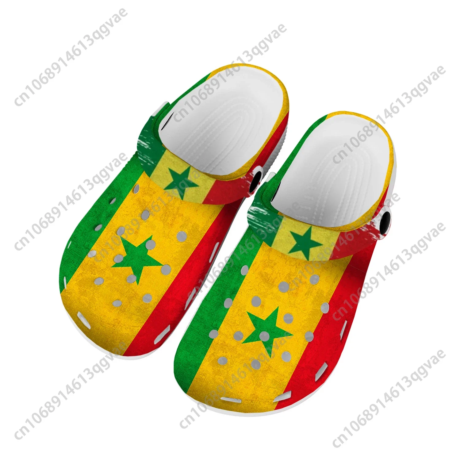 

Сандалии для дома с сенегальским флагом, обувь для воды на заказ, мужская и женская обувь для подростков, сандалии с дышащими отверстиями для пляжа
