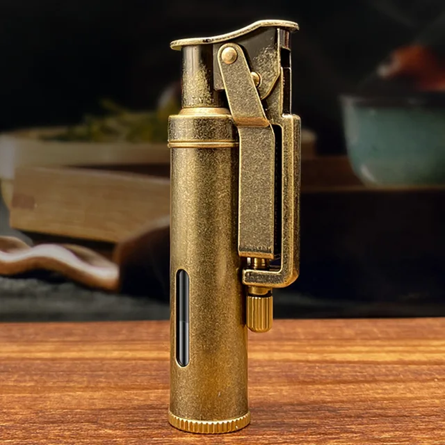 Accendino A Benzina Vintage In Pelle - Regalo Per Uomo - Design Antivento - Senza Benzina - Foto 10