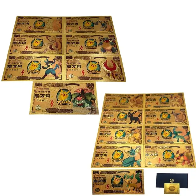 2022 anime Pokemon letter Gold Card Magic Baby commemorative gold coin collection coin Pikachu playing games children's toy gift A set of 16