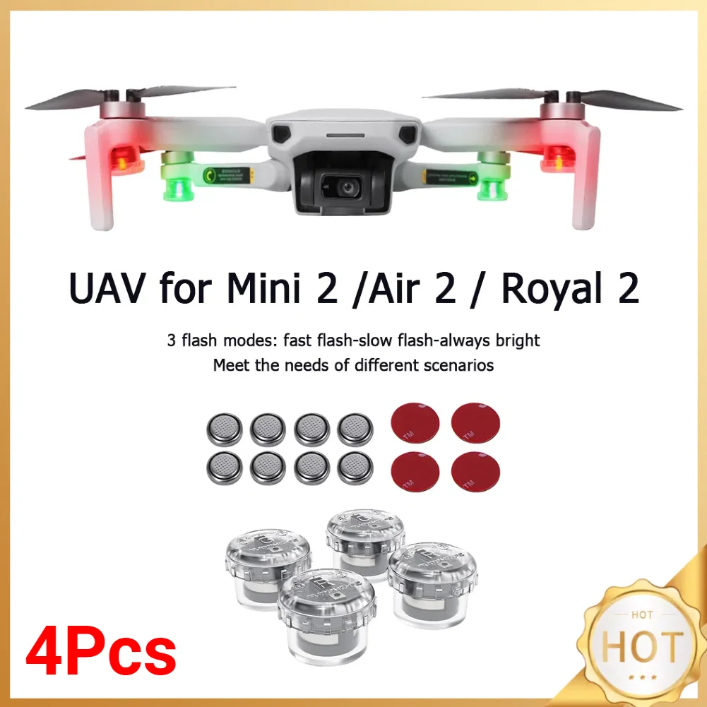 4pcs Magic Small Led Flash Strobe Lamp Universal Drone Flash Strobe Lamp Night Light for DJI Mini 2 Accessories