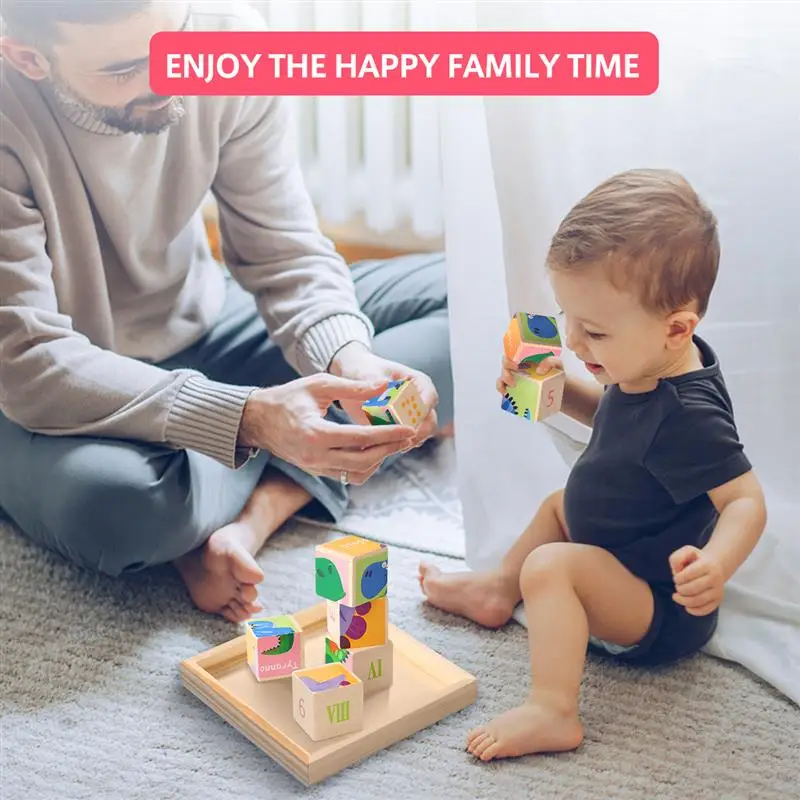 6PCS Hexahedral Painting 특수 트레이 9/16 퍼즐 블록 트레이 특수 나무 팔레트 3D 솔리드 퍼즐 트레이 어린이 장난감 저장