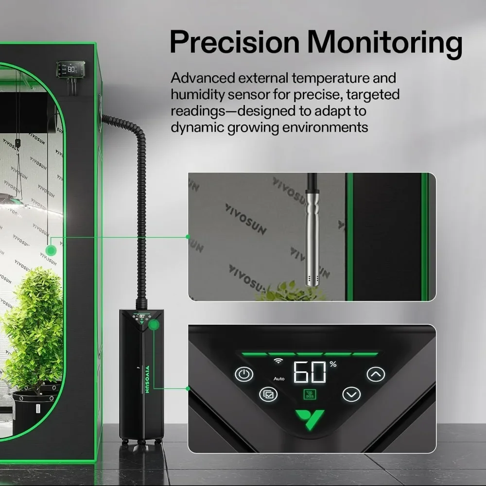 Environmental 19L Humidifier with Temp&Humidity Probe Top Control Panel, Smart Remote Control, Designed Specifically Grow Tents