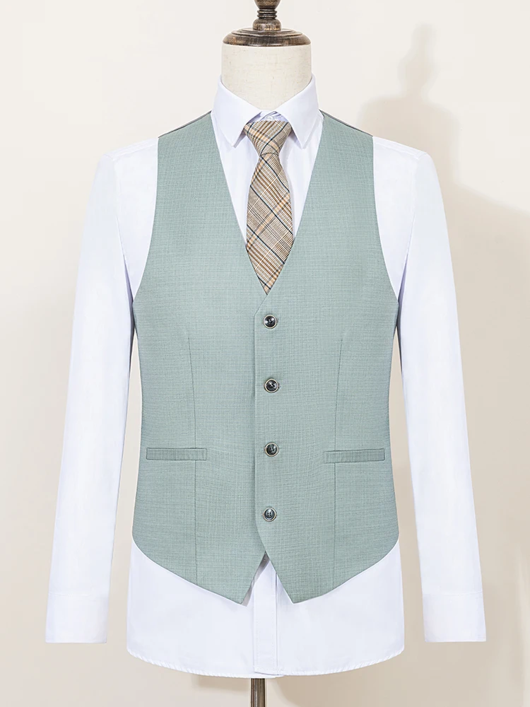 ST Cassy Men's Summer thin Green Slim Fit Formal Business Office Suit（jacket + Vest + Pants） Formal Suit Business Men Clothing