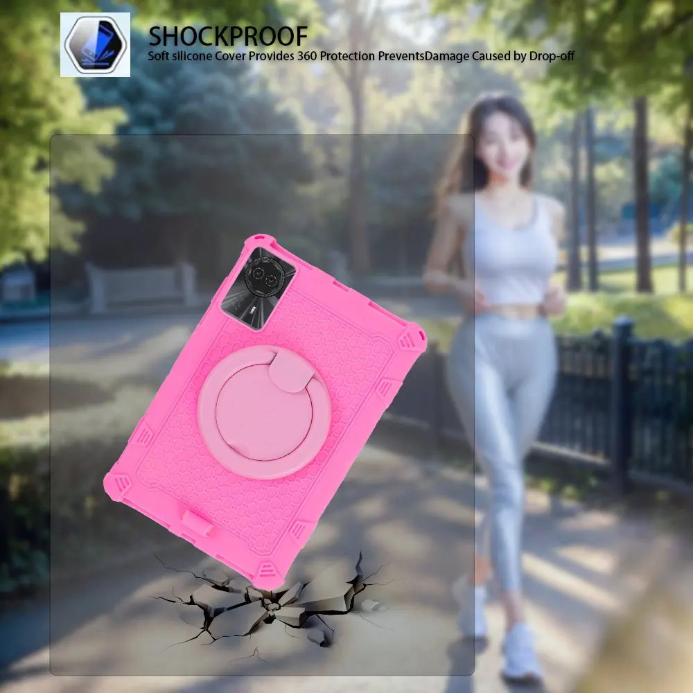 Soft Bubble Rotating Stand Shockproof Kids Tablet Case,