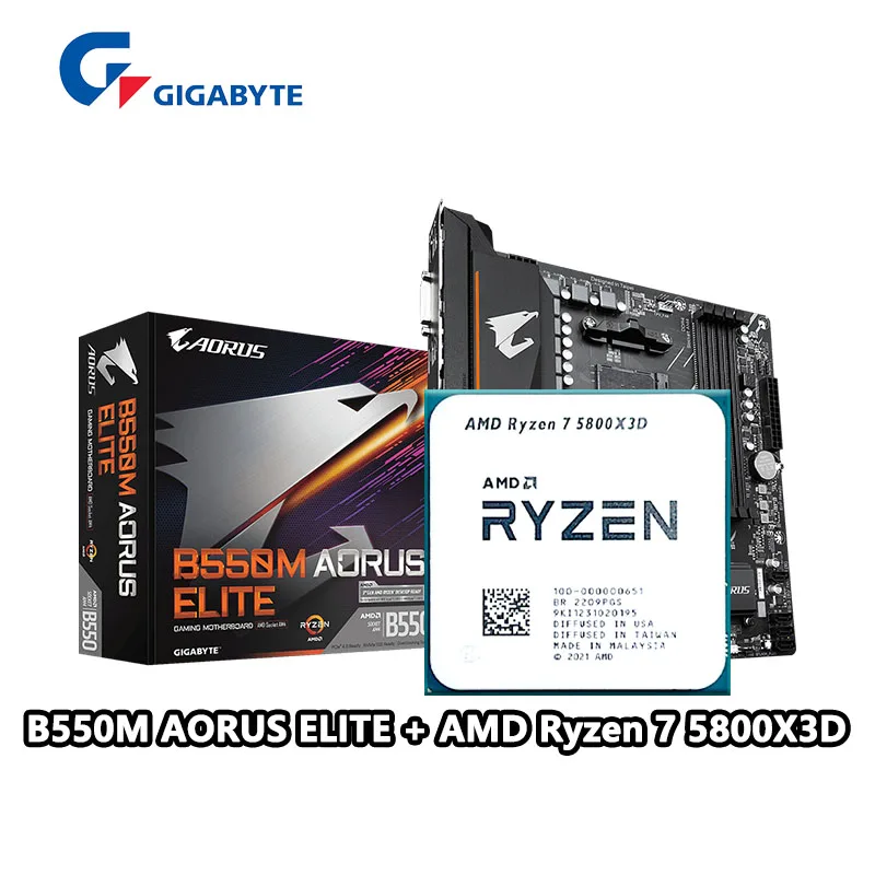 AMD Ryzen 7 5800X3D R7 5800X3D CPU + GIGABYTE GA B550M AORUS ELITE
