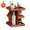 Solid wood rotating retro blind box cabinet, wooden desktop storage box, lipstick and cosmetics rack shelf organizer 1