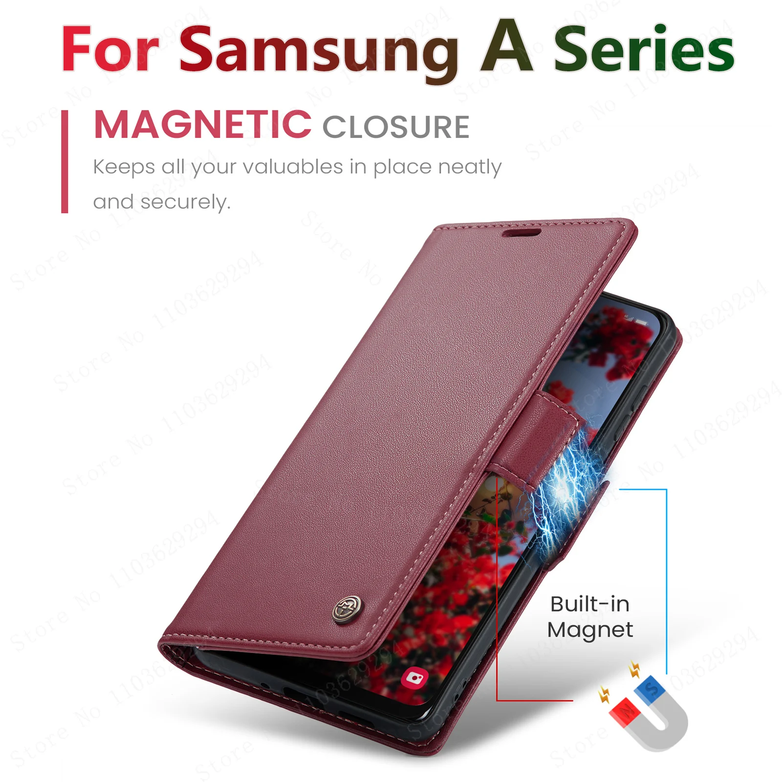 Luxury Leather Wallet Case for  Samsung Galaxy A54 55 53 52 71 72 73 51 34 32 15 Series Mobile Phone Case Card Slots Flip Cover 6