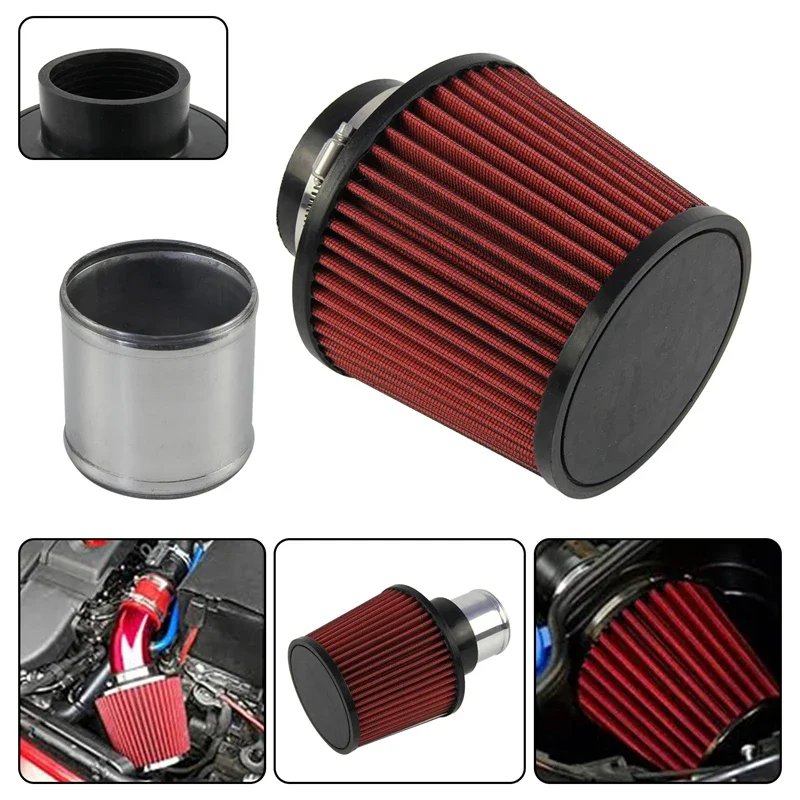 Universal Car Cold Air Intake Pipe  76mm/63mm  Aluminum Alloy Automoti Air Filter Induction Flow Hose Pipe Kit Red 38298348814580 1000x1000