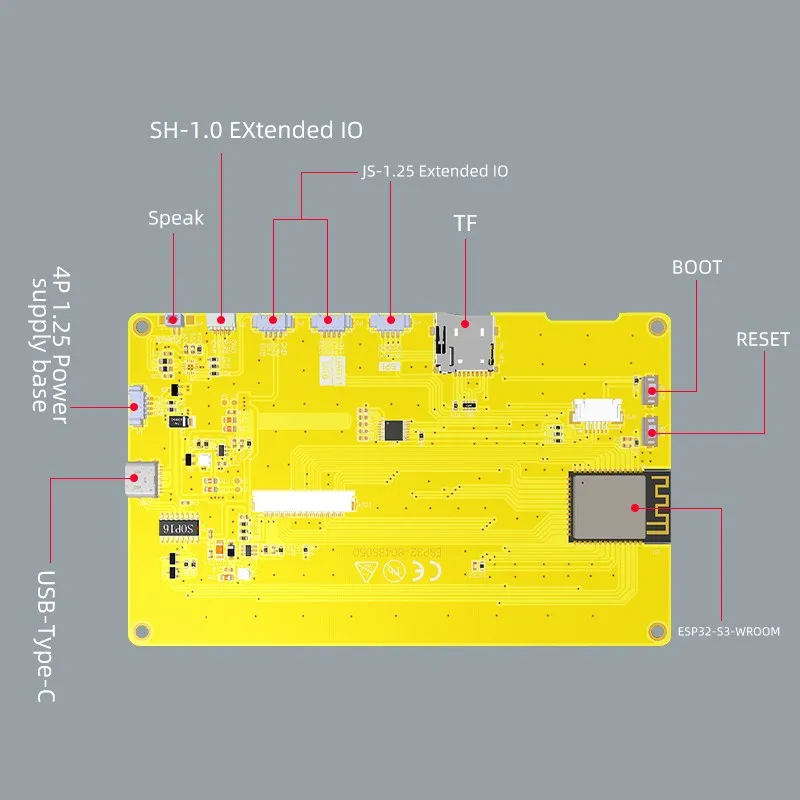 Smart Display Rgb Lcd Module Esp32-s3 Hmi 8m Psram 16m Flash Polegada Ips Tela Tft para Arduino gl Wifi Bluetooth 800x480 - Imagem 4