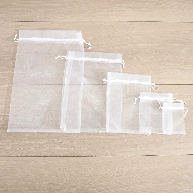 organza favor bags 25pcs Transparent Organza Favor Bags Packaging Pocket Jewelry Candy Drawstring Mesh Pouch Birthday Wedding Party Small Gift Bag