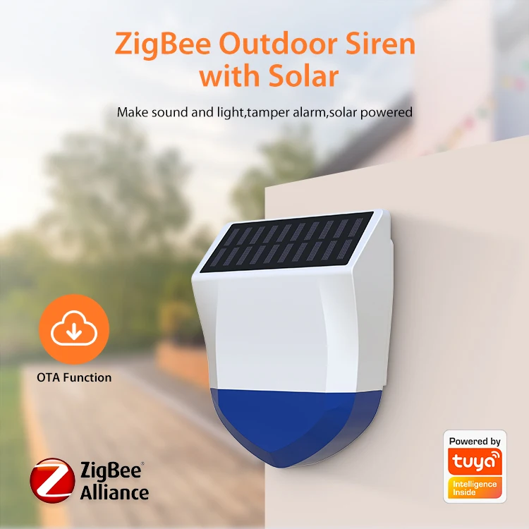 Tuya Smart Zigbee/Wifi Siren Alarm Waterproof Outdoor With Solar And USB Power S