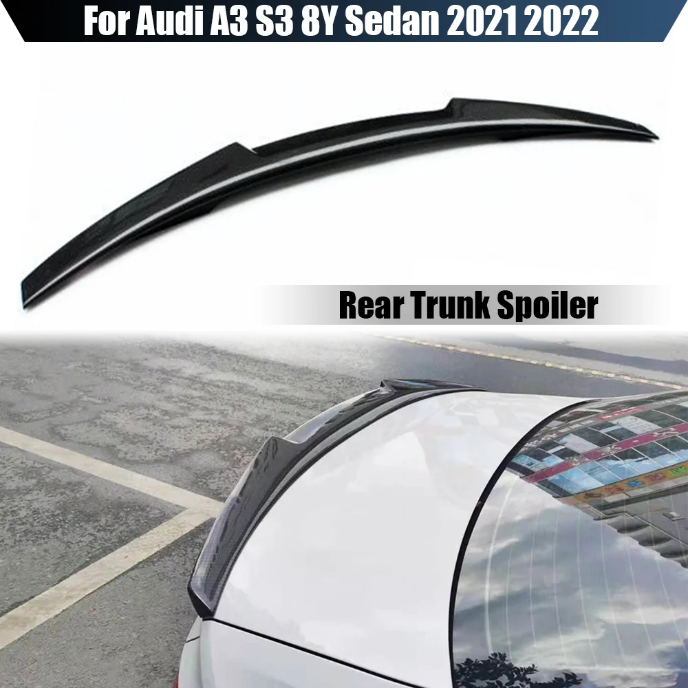 Glossy Black / Carbon Fiber Look Rear Spoiler Wing Trunk Lip For Audi