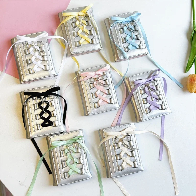 Silver Sweet Wallets for Women Y2k Strap-on Designer Original Fashion Short Coin Purse Korean Style Casual New Cute Wallet Purse 5