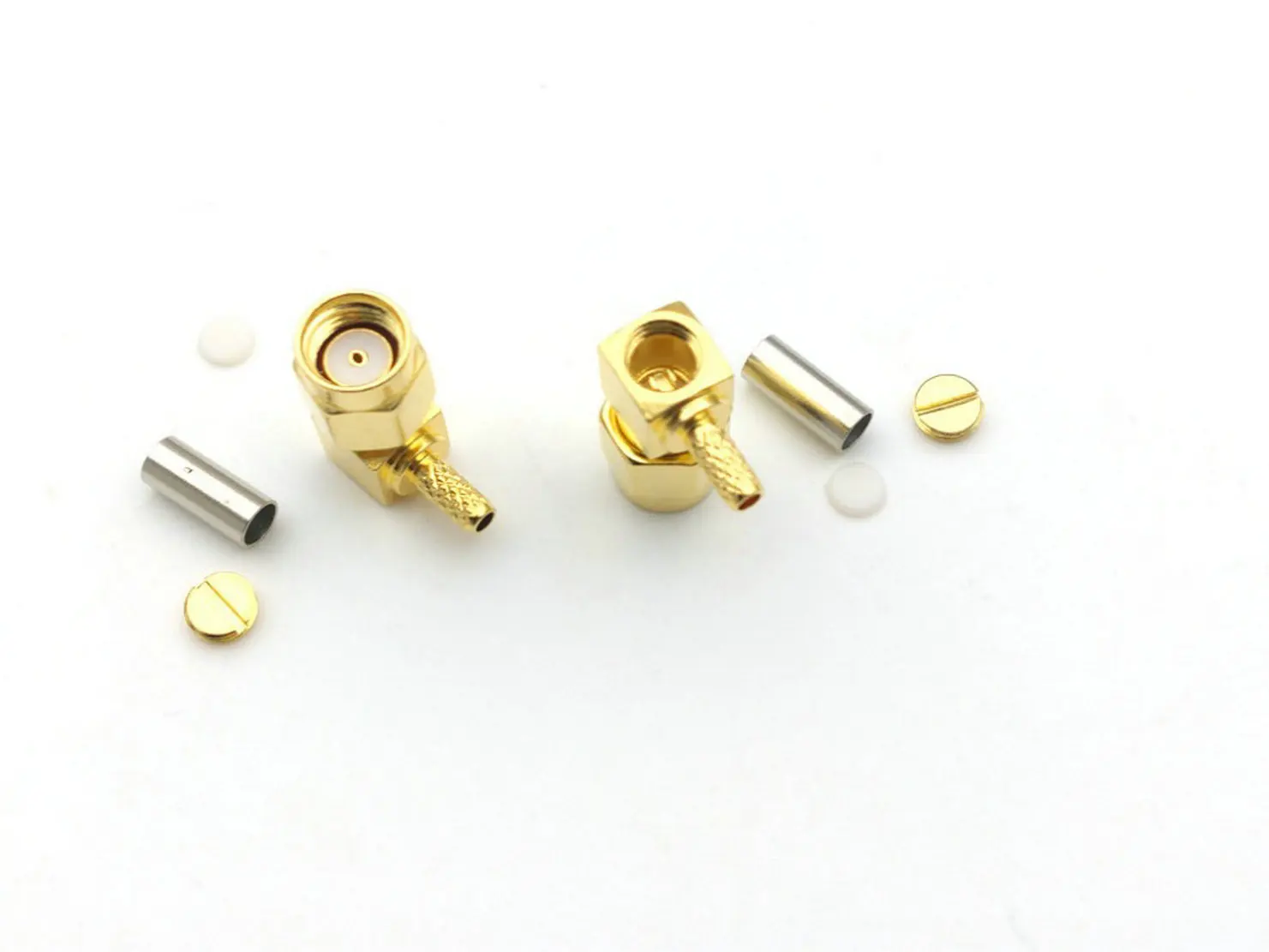 

100pcs RP-SMA Male Female Pin Center Right Angle Crimp RG174 RG316 LMR100 RF Connector