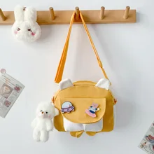 

Children Canvas Small Square Bags 2022 New Girls Boys Messenger Bag Lovely Cartoon Student Shoulder Bag Mobile Phone Bag