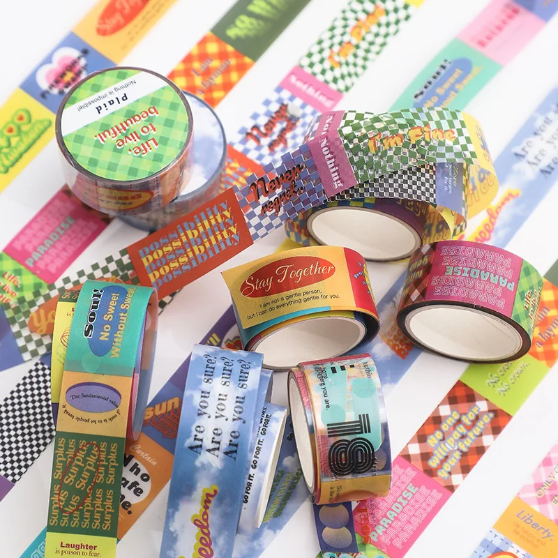 

1PCS PET masking tape warning attention today is exceptionally sunny series Korean tape diy hand account material stickers