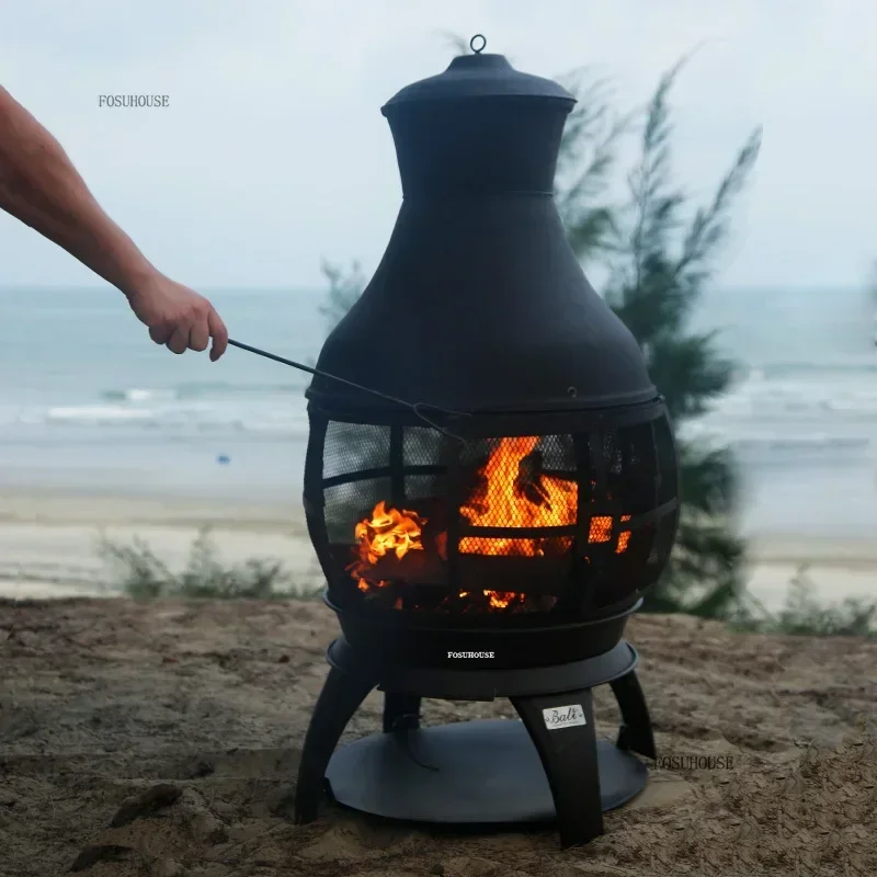 European Outdoor Fire Pits Villa Courtyard Brazier Light Luxury Multi-purpose Heaters Bonfire Outdoor Fire Pit Garden Ornaments