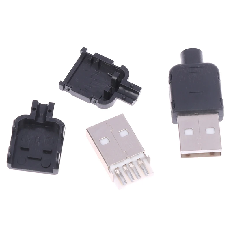 DIY USB 2.0 커넥터 플러그 A 타입 수 4 핀, 블랙 플라스틱 쉘 어댑터 소켓 어셈블리, 10 세트