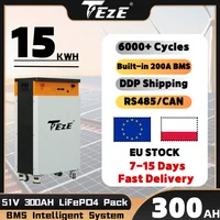 EU STOCK TEZE 48V 280AH 15KWH LiFePO4 Battery Powerwall 51.2V 300AH Built-in BMS With Active Balancer Home Storage 1