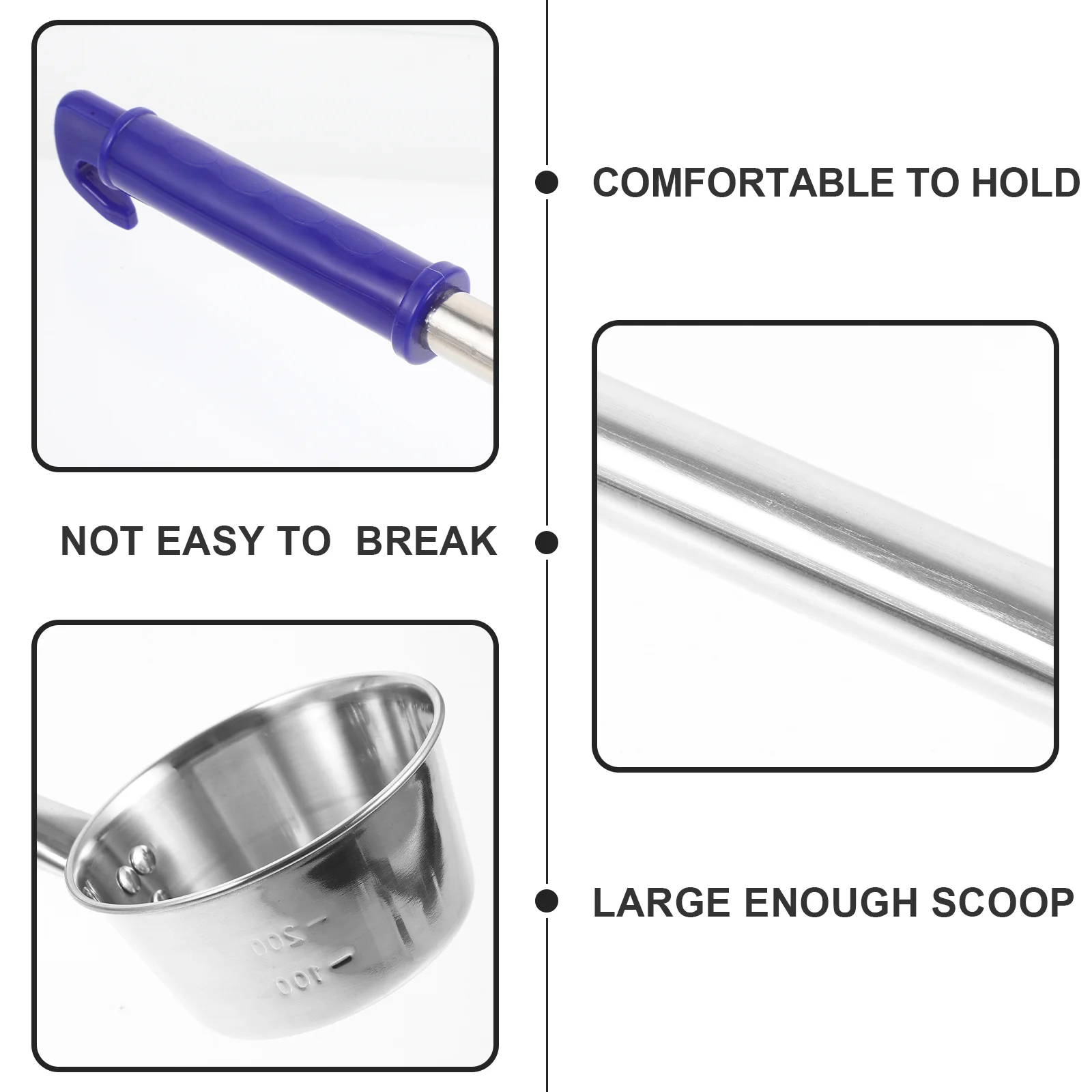 Stainless Steel Ladle Stainless Steel Ladle Scoop Thicken Convenient Water Spoon Plastic Wear-resistant Soup