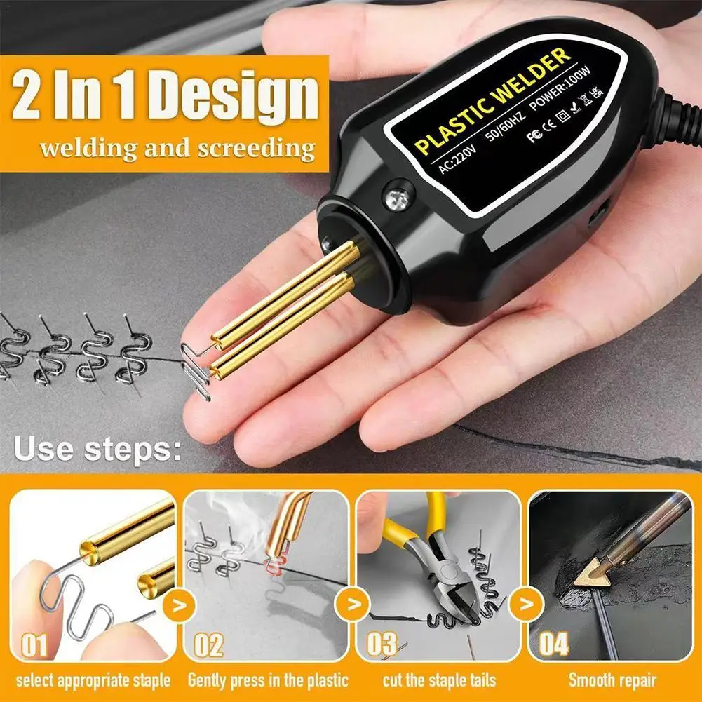 

New Plastic Welder Mini 100W Heat Gun Hot Stapler Plastic Welding Machine Car Bumper Electronic Soldering Repair Tools Kit