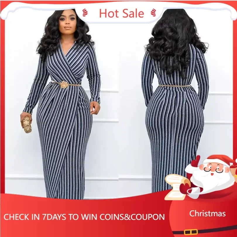 

Dashiki Elegant Evening Dresses for Women 2024 New Long Sleeve V-neck Blue Gray Yellow Long Bodycon Dress African Clothing