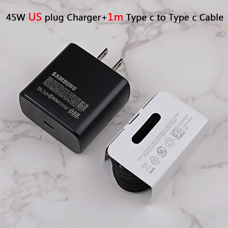 Original Samsung Fast Charger 45W Fast Type C Adapter Cable for Samsung GALAXY Note 10 20 S20 Plus S20 Ultra S21 A71 A80 A91 quick charge 2.0 Chargers