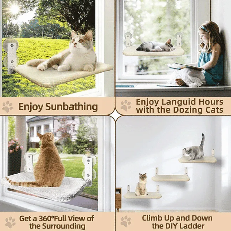 

Blue Cat Bed Hanging on Windows with Suction Cups for All Seasons