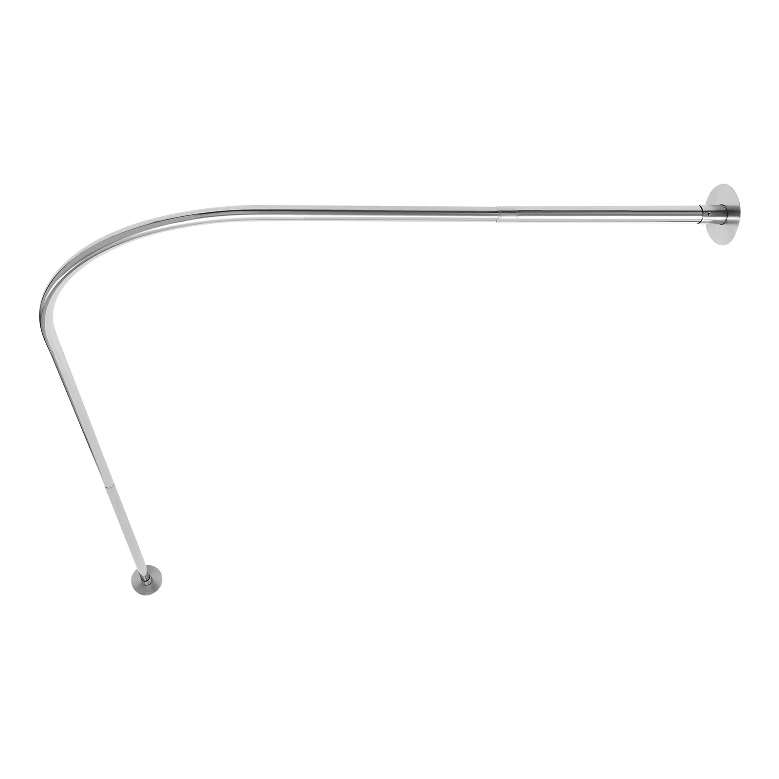 L-förmiges Duschvorhangstangen-Set, verstellbar 27,5-65 Zoll, Edelstahl-Spann-Eckduschstange, ohne Bohren, hält 8 kg – Detail 5