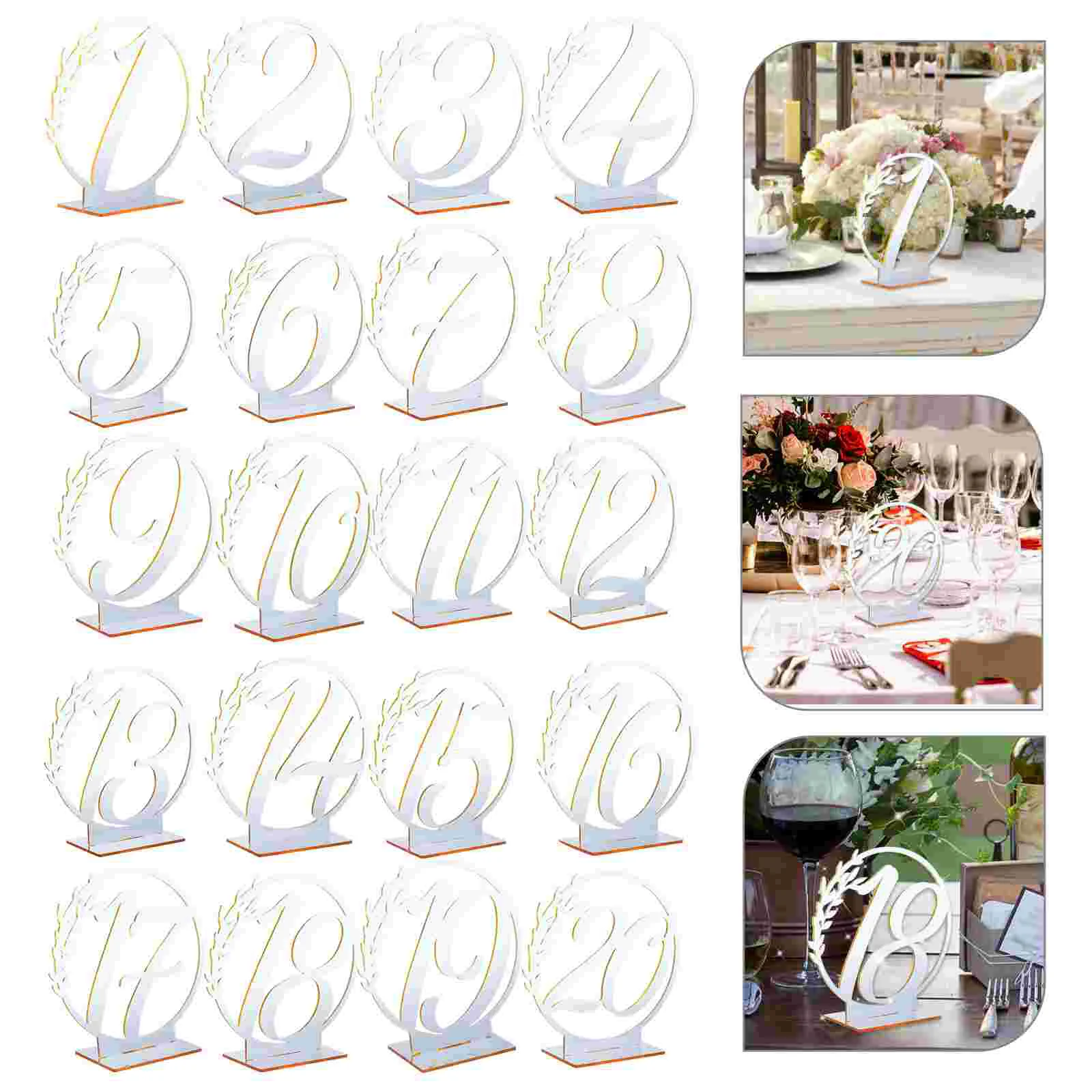 20 Pcs Table Numbers Wedding Decor Party Acrylic Sign Bride Double Sided Dining Room