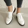 Plus Size 48 Retro Women Carved Wings Pumps Pointed Toe Lace Up Block Heels Brogue Shoes Preppy Pumps For Women 4