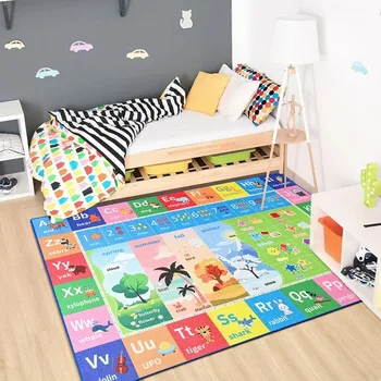Lochas Kids Play Rug Educational & Fun Carpet Gaming Area Rugs for Kids Room Bedroom Playroom,Blue & Colorful 4