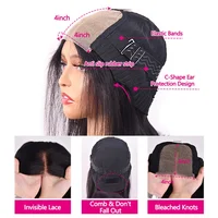 Perruque sans colle en cheveux humains prête à porter, perruques courtes bob pour femmes, perruques transparentes pré-coupées en cheveux humains, perruques décolorées sans nœuds, ligne de cheveux naturelle, perruques 100% cheveux humains pour femmes, sans colle, perruques pas chères en liquidation, perruque Alianna 4x4 Lace Closure pré-épilée 5