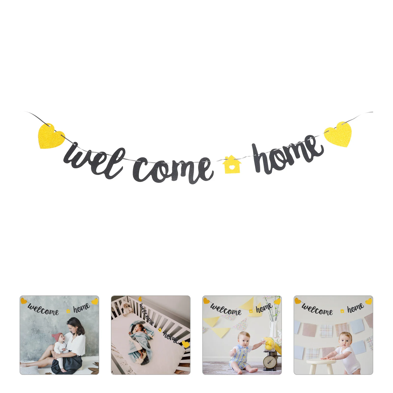 

Welcome Home Banner Letter Hanging Bunting Banner Decorated with Bunting Wedding Baby Shower Decoration Welcome Back Flag