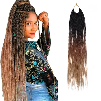 Synthetic Senegalese Twist Crochet Hair 18 Inch Long Pre Twisted Twist Crochet Hair 35 Strands/Pack Pre Looped Crochet Braids 1