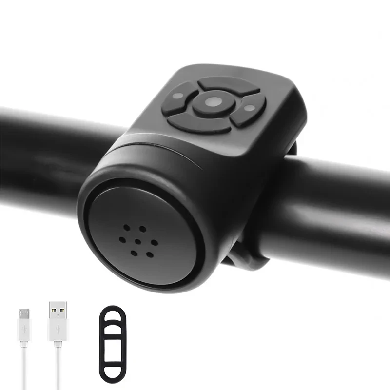 USB 충전식 자전거 전기 벨 오토바이 경적 4가지 모드 산악 자전거 벨 사이클링 도난 방지 알람 경적 자전거 액세서리