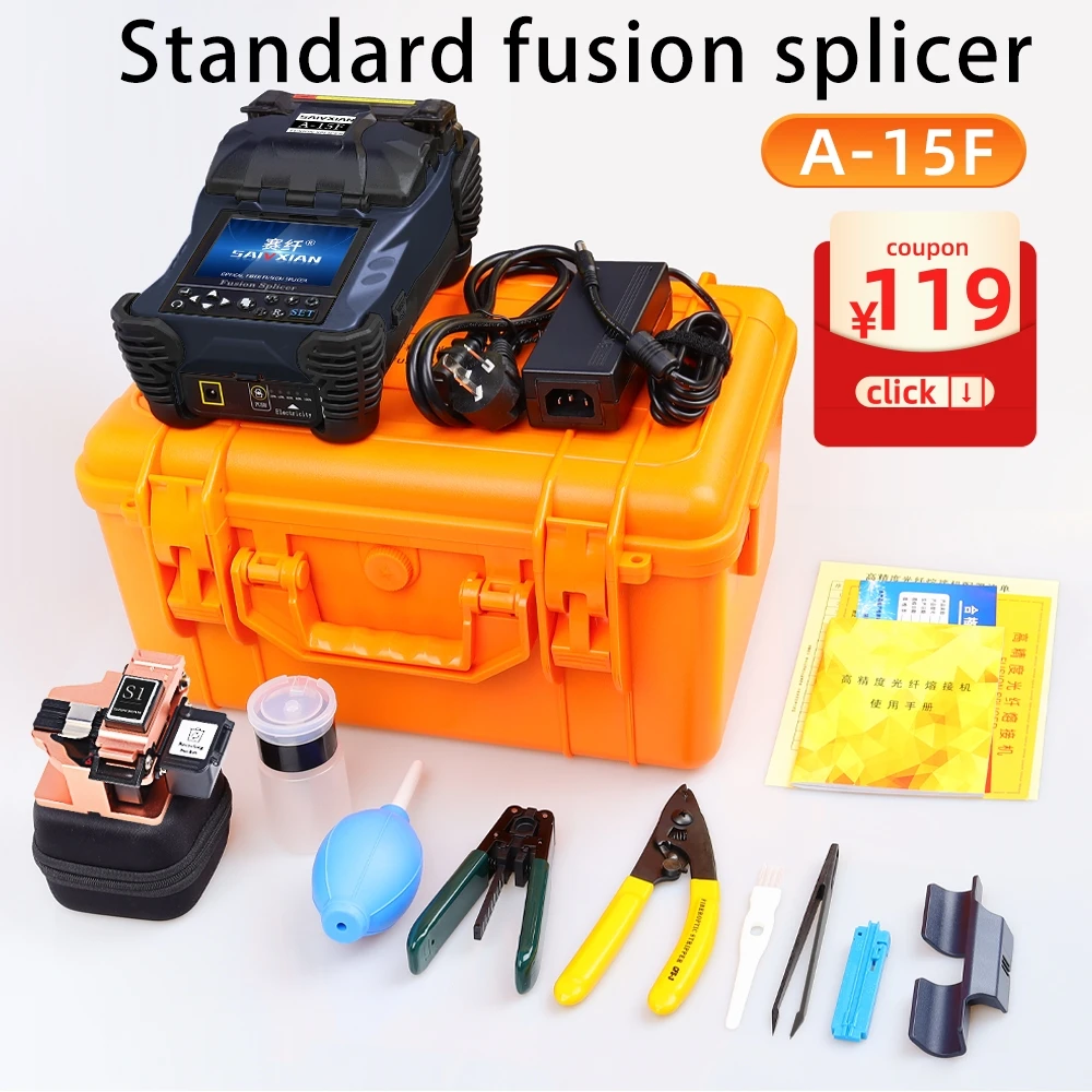 fusionadora fibra optica A-15F Fully Automatic Mini Optic Fiber Fusion  Splicer Splicing Machin FTTH Fiber Optic Tool Set