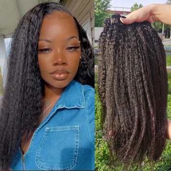 30 32 40Inch Brazilian Kinky Straight Human Hair Bundles Remy Human Hair Extensions 1/3/4Pcs Hair Wefts Yaki Straight Human Hair 1
