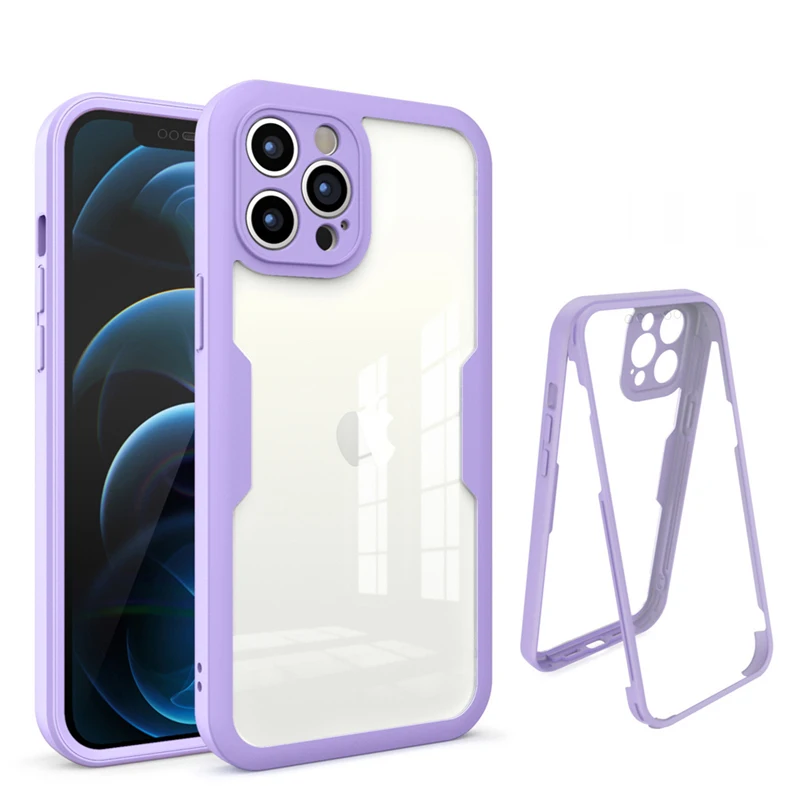 

10pcs 360 Full Body Front+Back Clear Phone Case For iPhone 13 11 12 Pro Max XS X XR 7 8Plus SE Shockproof Bumper Silicone Cover