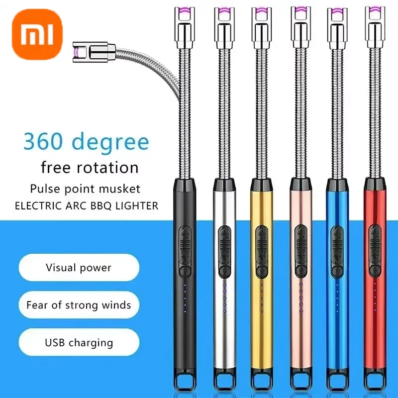 BBQ Lighter Xiaomi 360&deg; Electric Arc BBQ Lighter USB Windproof Flameless Plasma Ignition Long Kitchen Lighters Gas Lighter Candle Gas Stove